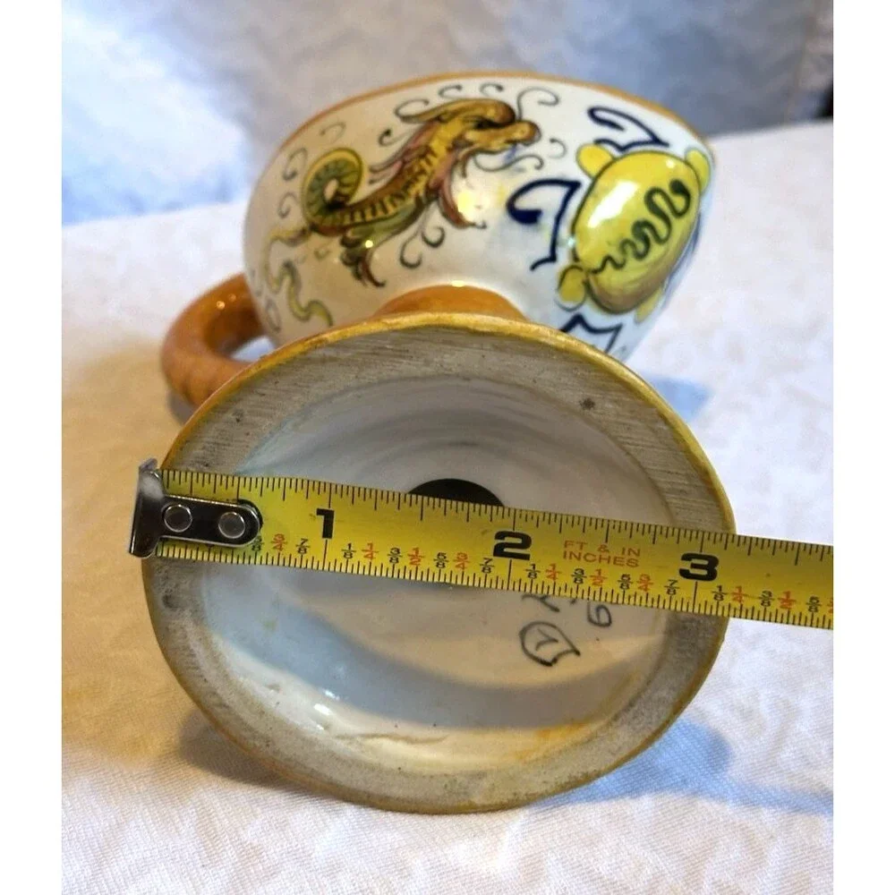Italian pottery candle holder Buona Notte 629 Italy art dragon vintage